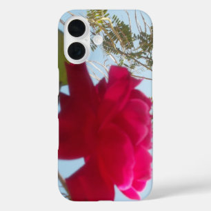 Coque Pour iPhone 16 Fleur céleste   Une rose rouge contre le ciel bleu