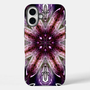 Coque Pour iPhone 16 Plus Fleur Cosmique Violette et Magenta Kaléidoscope