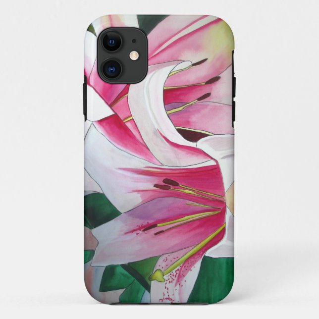 Coques Case-Mate iPhone Fleur d'aquarelle de nénuphar blanc et rose (Dos)