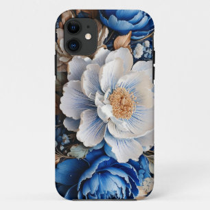 Case-Mate iPhone Case Fleur d'aquarelle en bleu et blanc,