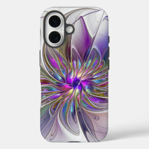 Coque Pour iPhone 16 Fleur d'art fractal abstrait énergique et coloré