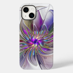 Coque Case-Mate iPhone Fleur d'art fractal abstrait énergique et coloré