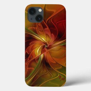 Case-Mate iPhone Case Fleur d'art fractal abstraite rouge orange marron