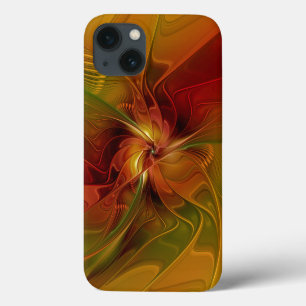 Case-Mate iPhone Case Fleur d'art fractal abstraite rouge orange marron