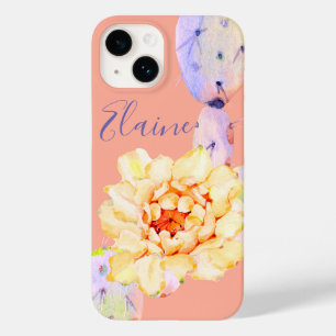 Coque Case-Mate iPhone Fleur de cactus fleur désert aquarelle pêche viole