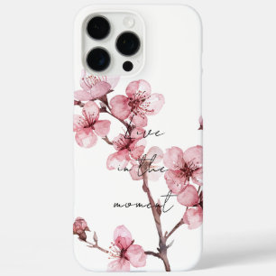 Coque iPhone 16 Pro Max Fleur de cerise rose blanche
