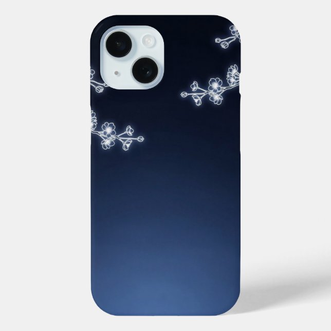 Coques Case-Mate iPhone Fleur de cerisier blanche sur fond marine (Verso)