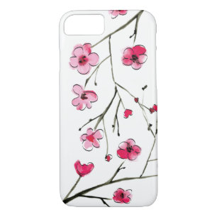 Coque iPhone 8/7 Fleur de cerisier japonaise, Aquarelle, Plan