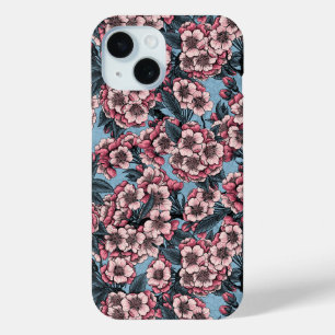 Coque Case-Mate iPhone Fleur de cerisier rose et bleu