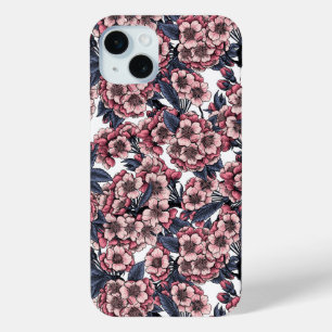 Coque Case-Mate iPhone Fleur de cerisier rose et bleu