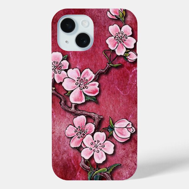 Coques Case-Mate iPhone Fleur de cerisier rose Tatouage Floral Art Design (Verso)