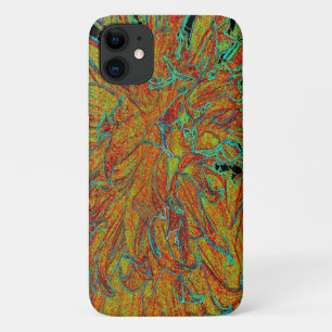 Case-Mate iPhone Case Fleur de dahlia abstraite orange brûlé et verte