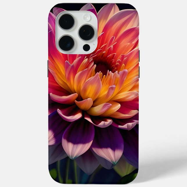 Coques Case-Mate iPhone Fleur de dahlia rose et orange chaud (Verso)