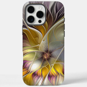 Coque iPhone 16 Pro Max Fleur de fantaisie fractale moderne colorée abstra