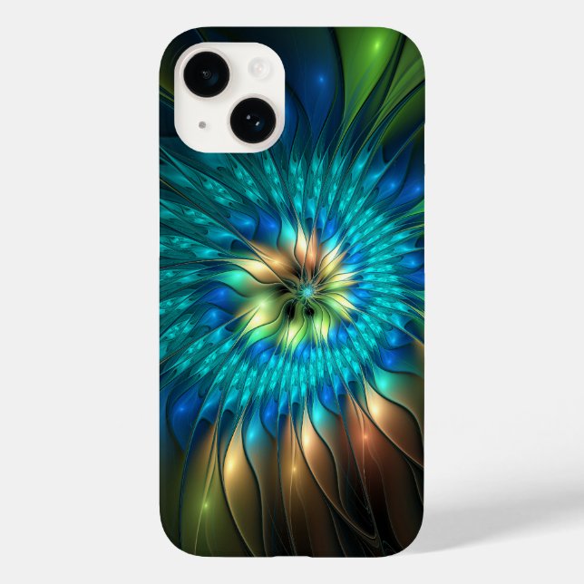 Coques Case-Mate iPhone Fleur de fantaisie lumineuse, fractale abstraite c (Verso)