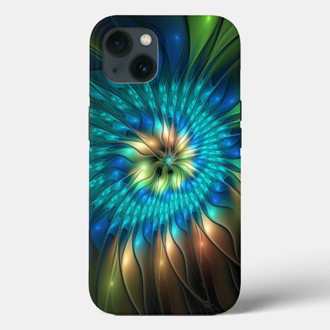 Coques Case-Mate iPhone Fleur de fantaisie lumineuse, fractale abstraite c (Verso)