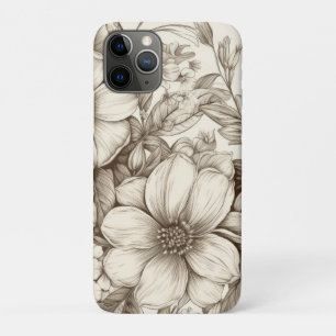 Case-Mate iPhone Case Fleur de ferme neutre Sépia Crème Botanique