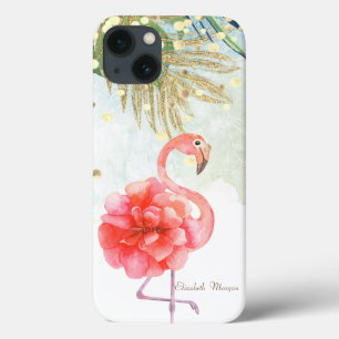 Case-Mate iPhone Case Fleur de flamant rose, feuille de palmier à confet