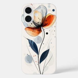 Coque Pour iPhone 16 Fleur de fond bleu