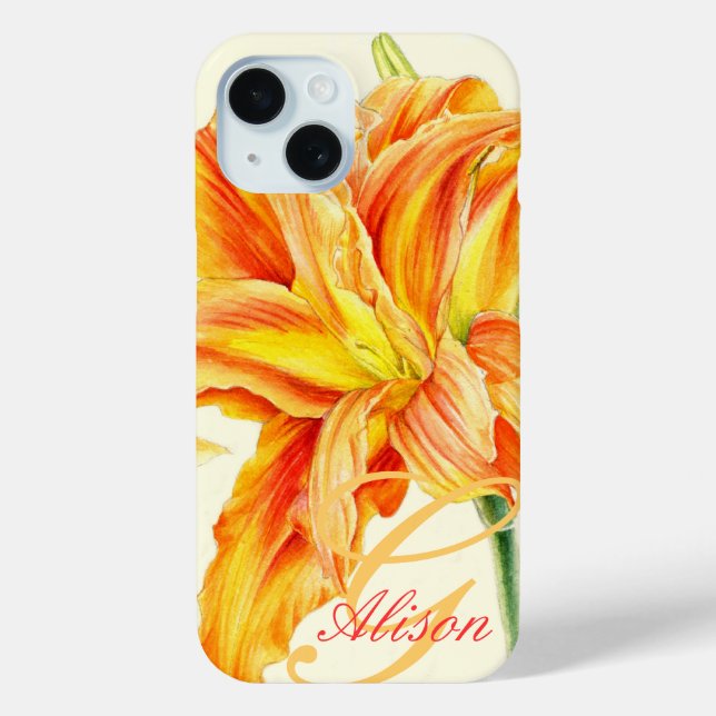 Coques Case-Mate iPhone Fleur de jour orange personnalisé (Verso)