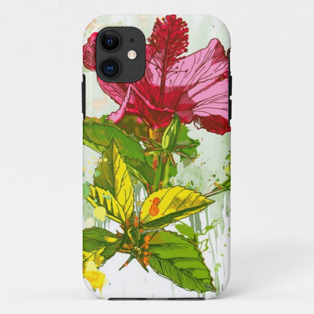 Coques Case-Mate iPhone Fleur de ketmie - peinture d'aquarelle (Dos)