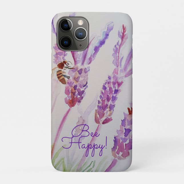 Coques Case-Mate iPhone Fleur de Lavande Abeille Heureuse Aquarelle (Dos)
