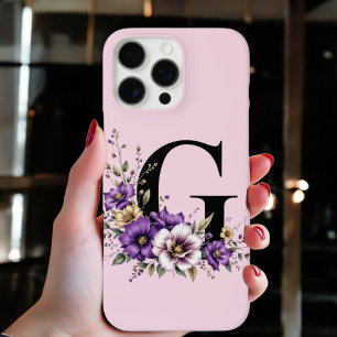 Coque iPhone 16 Pro Max Fleur de lavande : Monogramme Initial 'G'