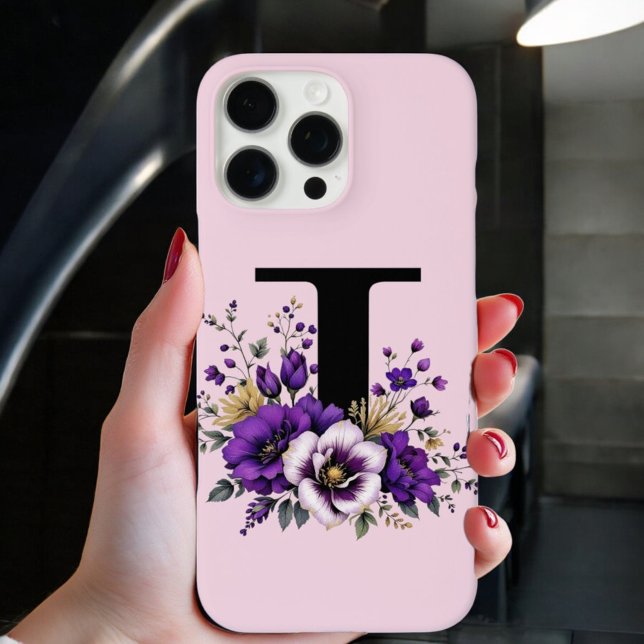 Coques Case-Mate iPhone Fleur de lavande : Monogrammé Initial 'I' (Créateur téléchargé)