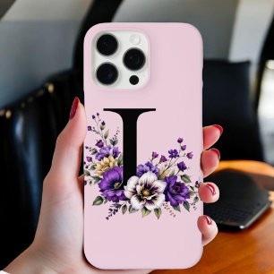 Coque iPhone 16 Pro Max Fleur de lavande : Monogramme Initial 'L'