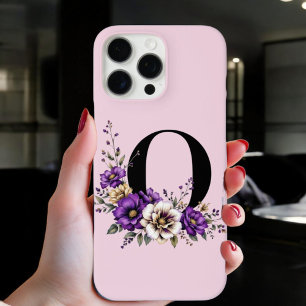 Coque iPhone 16 Pro Max Fleur de lavande : Monogramme Initial 'O'