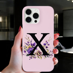 Coque iPhone 16 Pro Max Fleur de lavande : Monogramme Initial 'X'