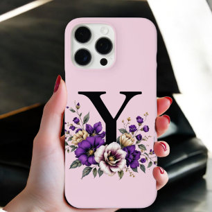 Coque iPhone 16 Pro Max Fleur de lavande : Monogramme Initial 'Y'