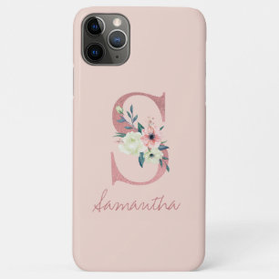 Case-Mate iPhone Case Fleur de lettre S en paillettes rose Monogramme Ro