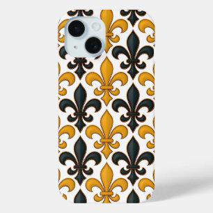 Coque Case-Mate iPhone Fleur de lis Motif de couleur noire jaune