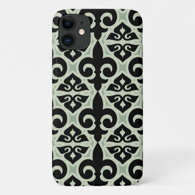 Coques Case-Mate iPhone Fleur de Lis Motif noir et vert (Dos)