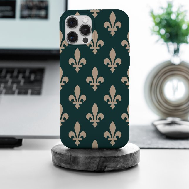 Coques Case-Mate iPhone Fleur de Lis Motif, Royal French Creative on Green (Créateur téléchargé)