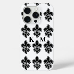Coque Case-Mate iPhone Fleur De Lis noir et blanc