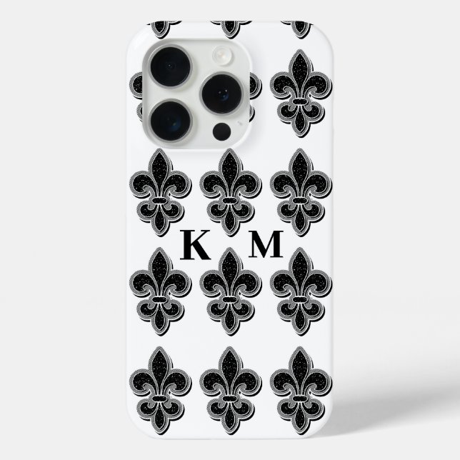 Coques Case-Mate iPhone Fleur De Lis noir et blanc  (Verso)