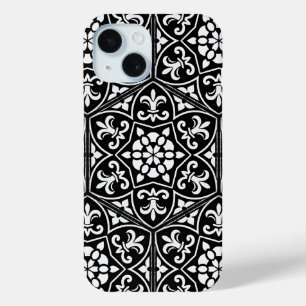 Coque Case-Mate iPhone Fleur de lis noir et blanc motif floral