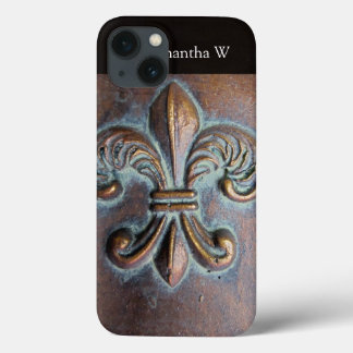 Etui iPhone 13 Fleur De Lis, Revêtement De Cuivre Vieilli Imprimé