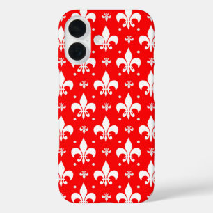 Coque Pour iPhone 16 Fleur de lis rouge Motif