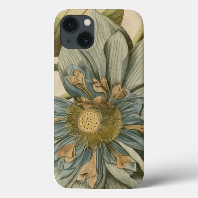 Coques Case-Mate iPhone Fleur de Lotus Bleu sur Arrière - plan Tan avec éc (Verso)