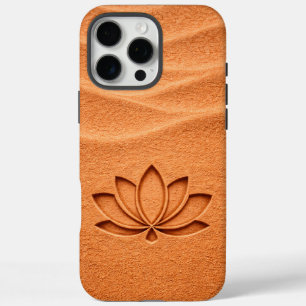 Coque iPhone 16 Pro Max Fleur de lotus de sable en terre cuite Méditation