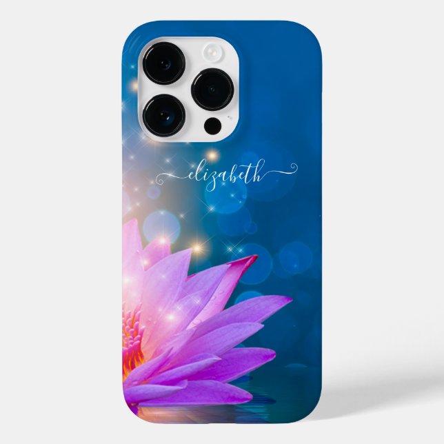 Coques Case-Mate iPhone Fleur de lotus violette magnifique, lac, bleu, zen (Verso)