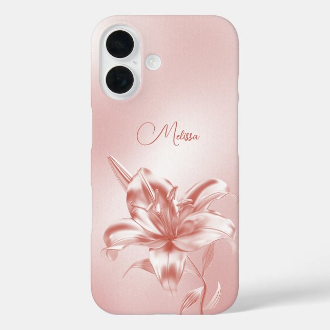 Coques Case-Mate iPhone Fleur de Lys 3D Métallisé Rose Poudré (Verso)