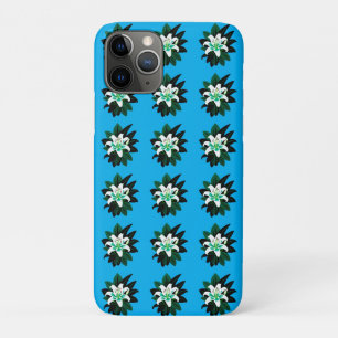 Case-Mate iPhone Case Fleur de lys blanche avec feuilles vert foncé