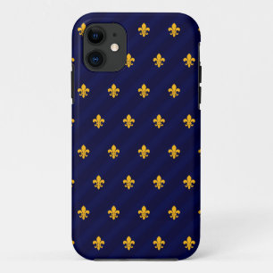 Coque iPhone 11 Fleur de Lys Orange-Bleu
