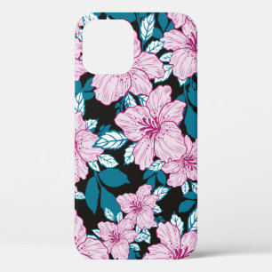 Case-Mate iPhone Case fleur de lys rose bleu feuille noir arrière - plan