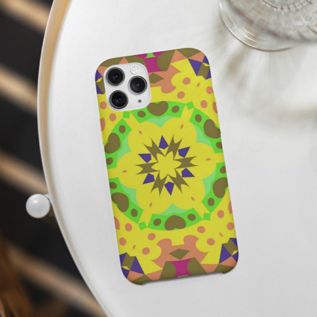 Coques Case-Mate iPhone Fleur de Mandala jaune orange vert et rose (Créateur téléchargé)