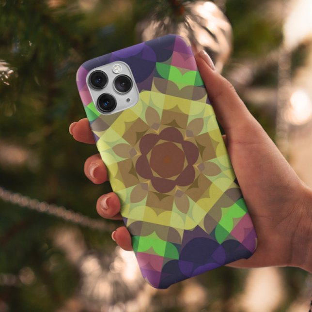 Coques Case-Mate iPhone Fleur de Mandala jaune vert et bleu (Créateur téléchargé)
